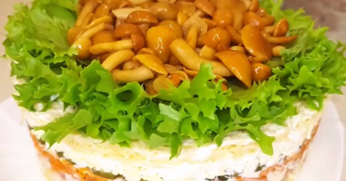 Салат лесная поляна - 9 рецептов простого и очень вкусного слоеного салата с курицей и грибами