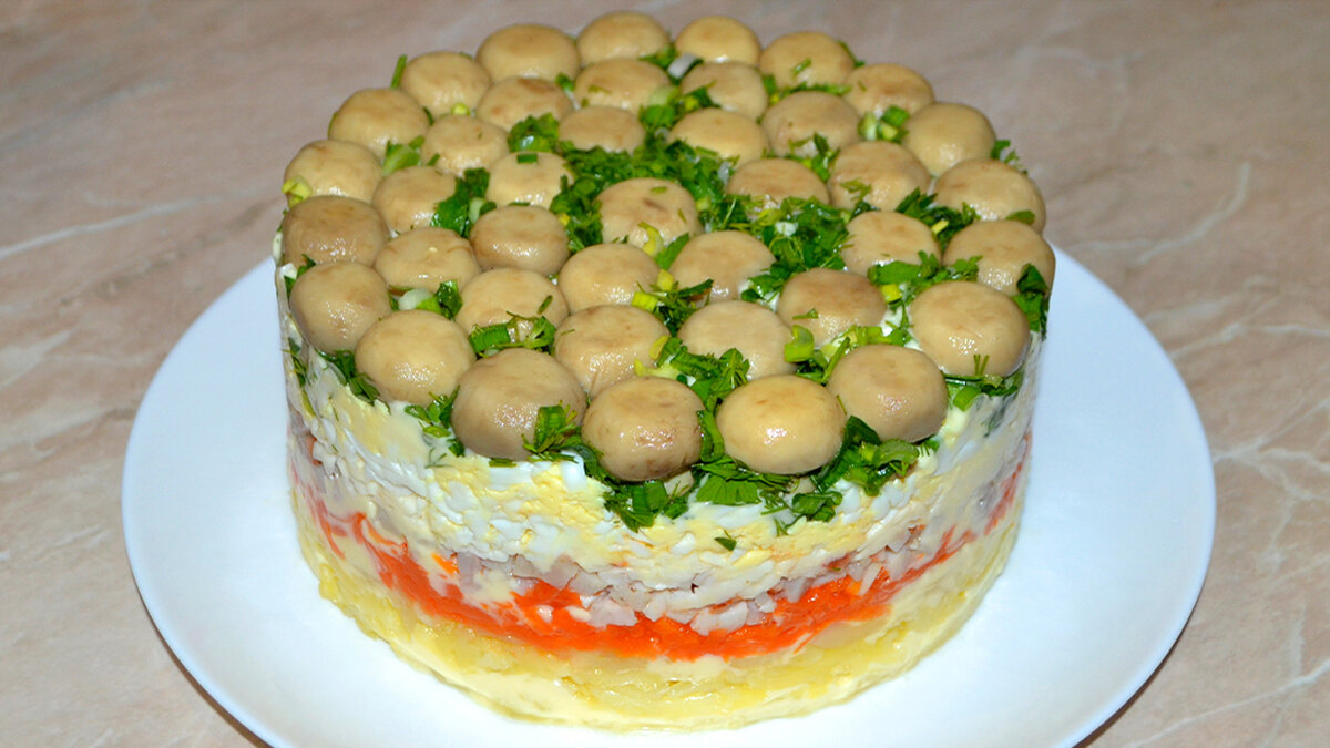 Салат грибная поляна с шампиньонами - 5 рецептов с фото пошагово