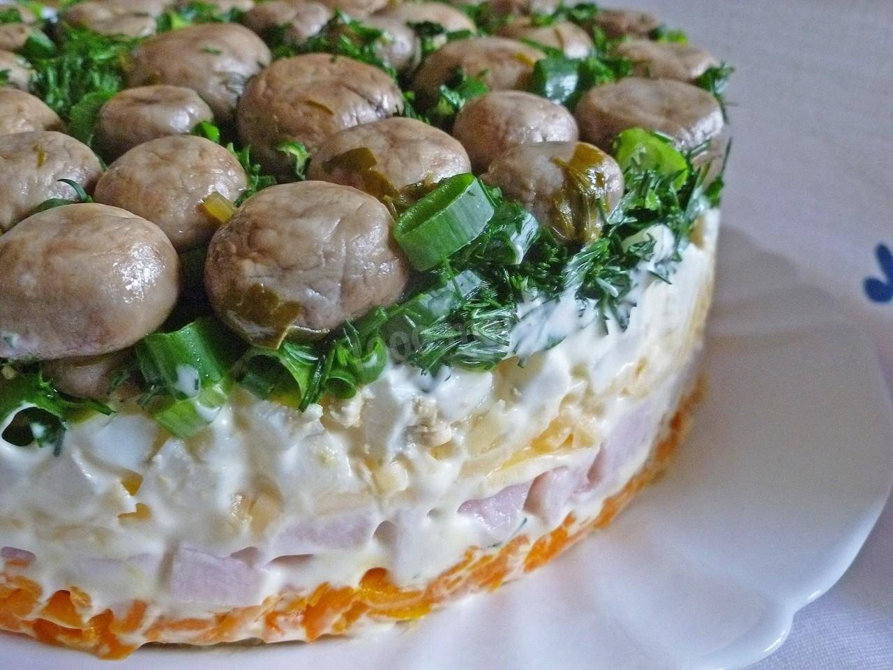 Салат "грибная поляна"- классический рецепт и от аллы ковальчук
