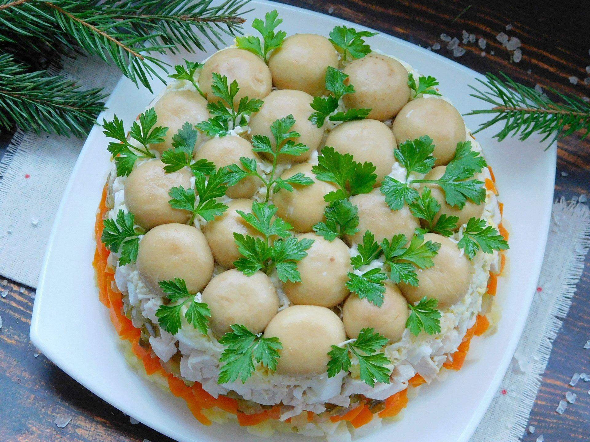 Салат «грибная поляна» — 8 классических рецептов слоеного салата