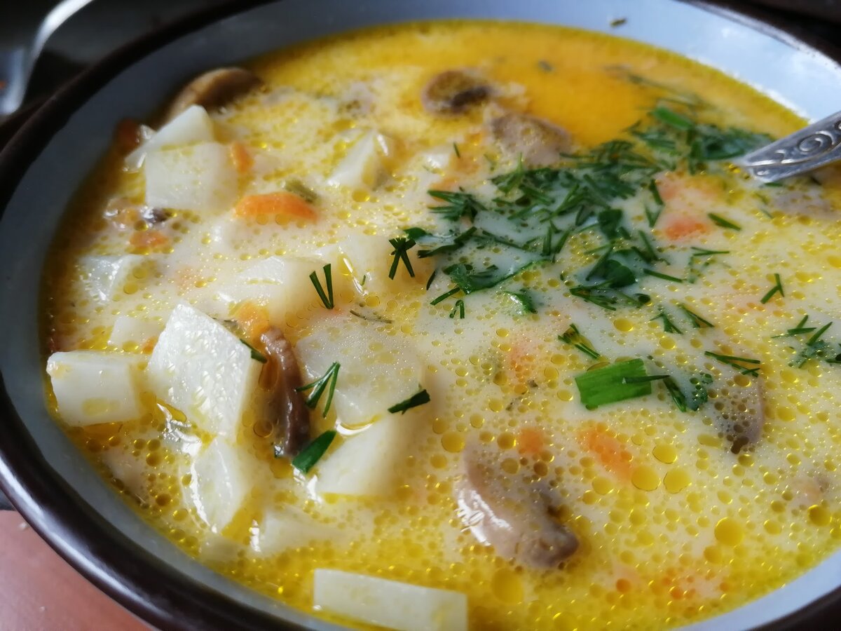 Грибной суп с плавленым сыром - пошаговый рецепт